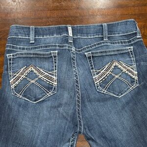 Ariat Blue Boot Cut Jeans with Embroidered Pockets